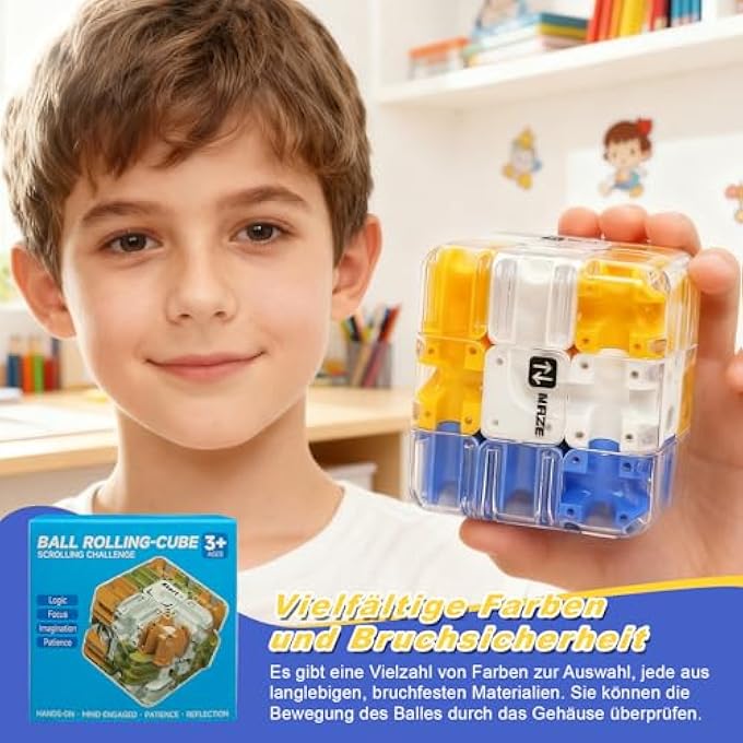 LARGE MAZE 3D PUZZLE MAZE CUBE, 3D LABYRINTH BALL, COMPLEX PUZZLE WITH ROLLING BALLS, BALL MAZE RUBIK'S CUBE TOY, INTERACTIVE CUBE, EDUCATIONAL TOY FOR CLASS PARTIES (C) - Image 3